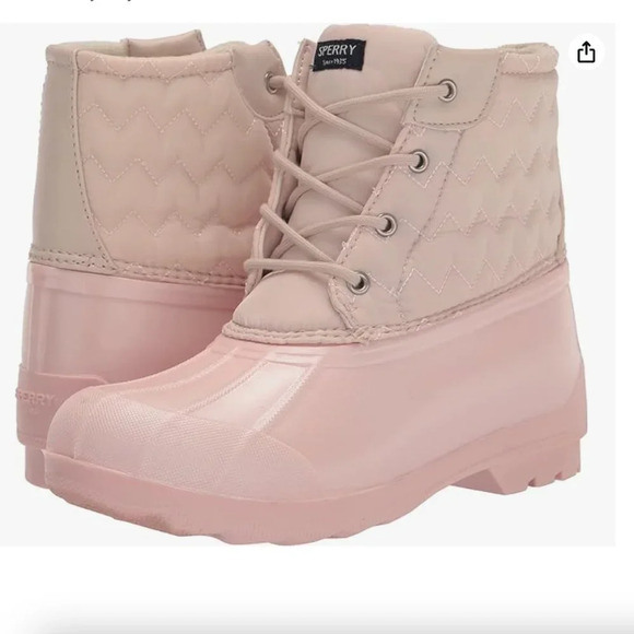 Brand NEW in BOX Sperry Girls Child Port rain snow Boot, blush quilt color